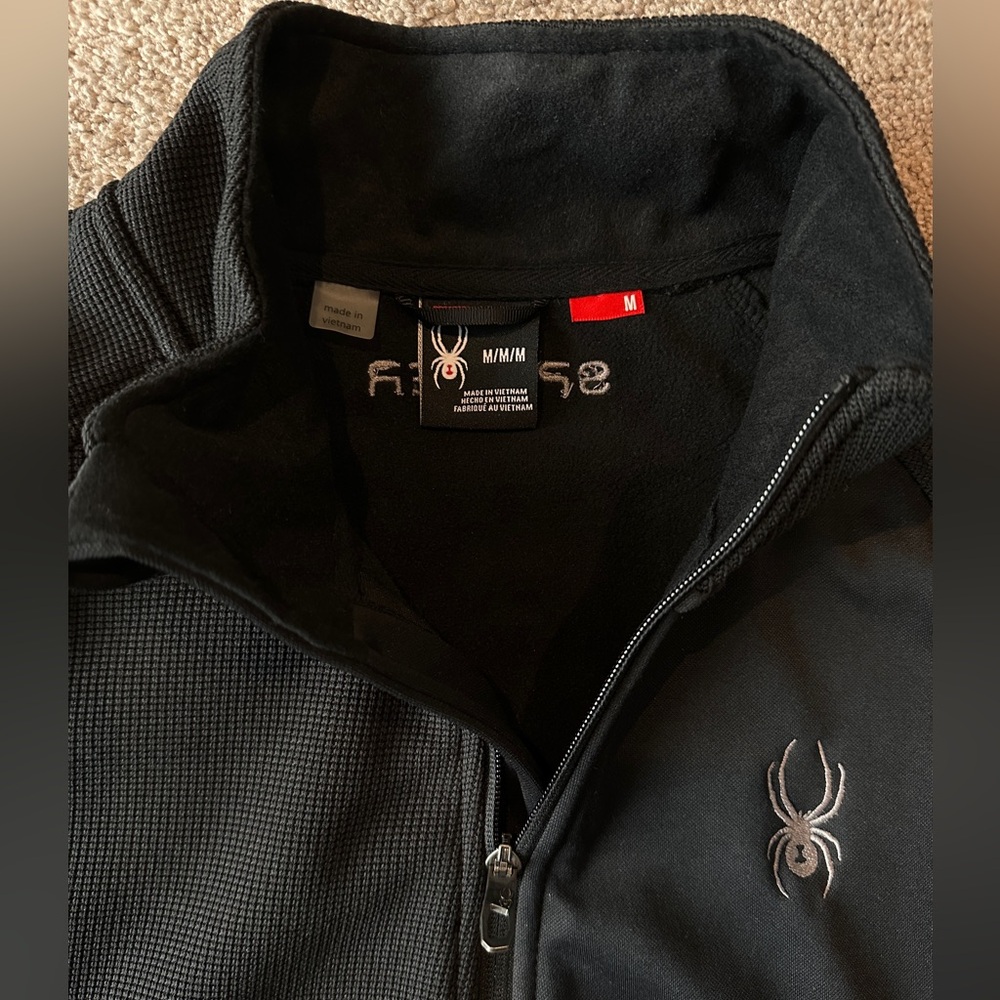 NWOT Men's Spyder Core Sweater Black Midweight Zip Jacket, Size Medium - Picture 2 of 7